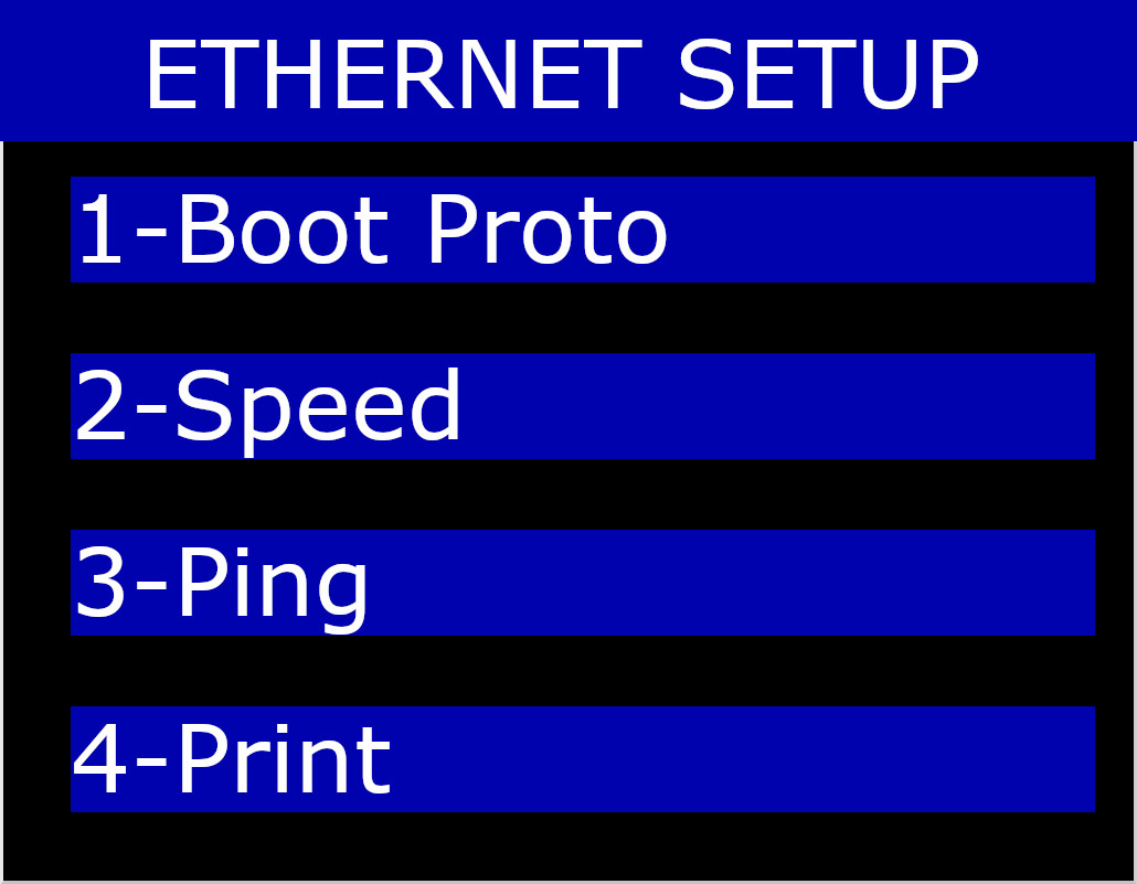 Ethernet Setup Menu on Ping