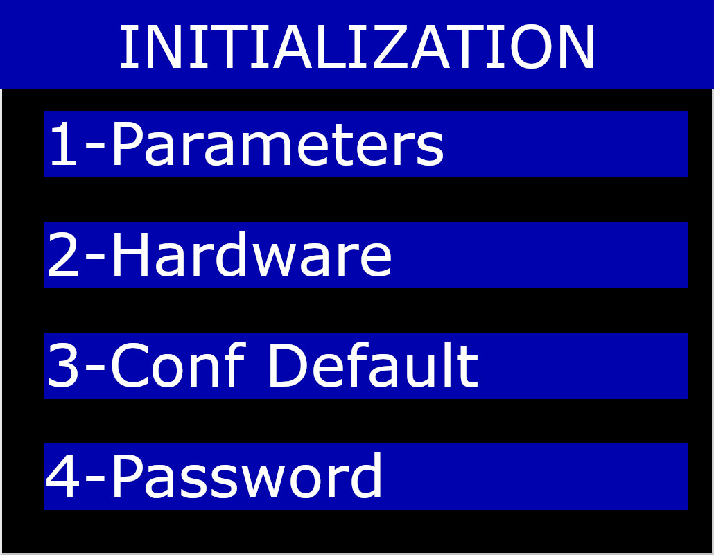 Initialization Menu on Hardware